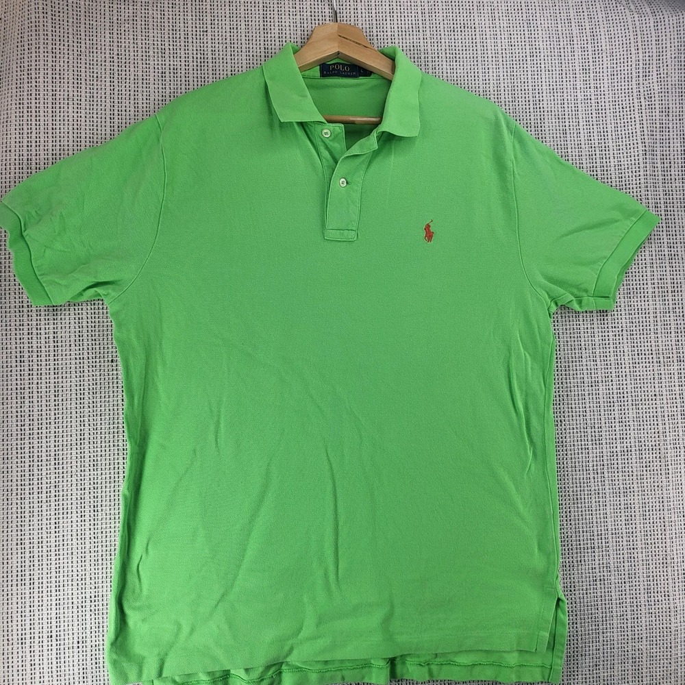 Polo Ralph Lauren Polo Shirt Mens Large Green Red Pony Embroidered Short Sleeve